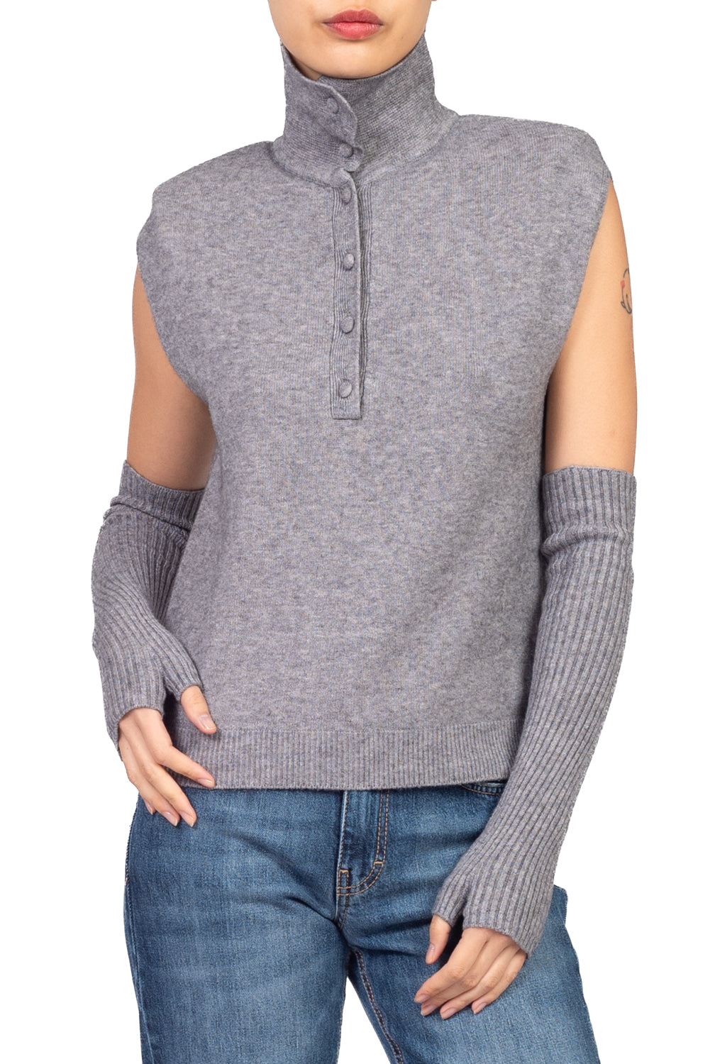 Dixie - Gilet in maglia con colletto e manicotti Art. M103B235