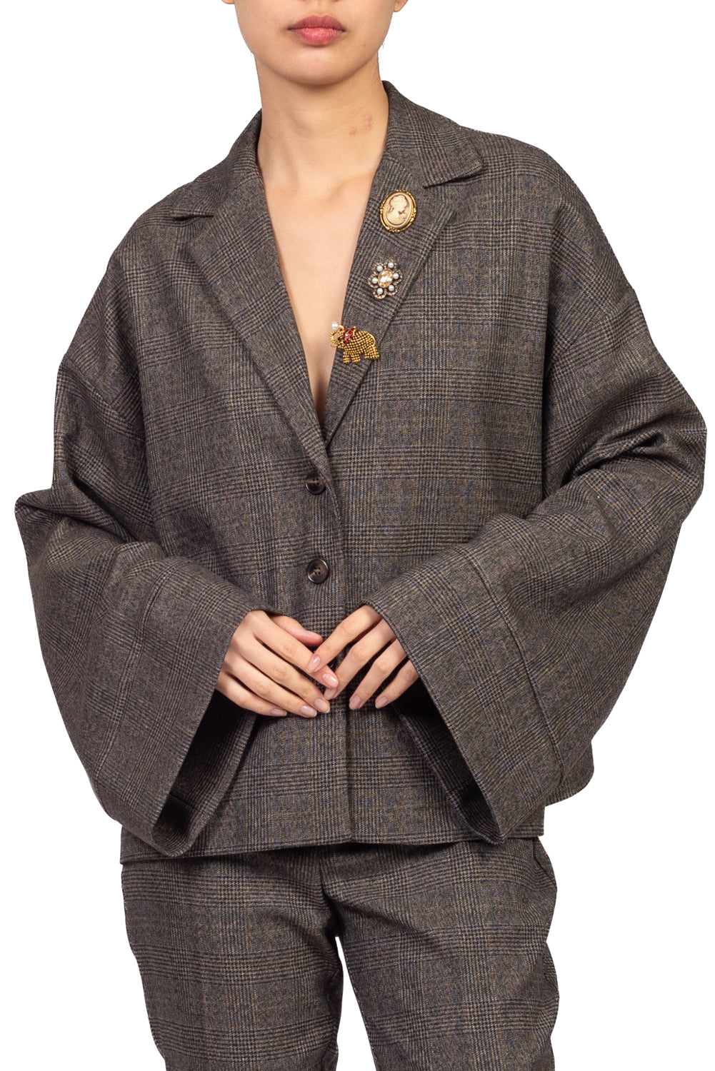 Tensione In - Giacca over check con spille Art. 27B6799