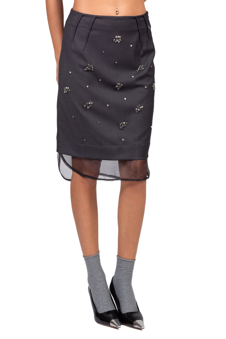 Dixie - Gonna midi con applicazioni e tulle Art. GDOLJIMU