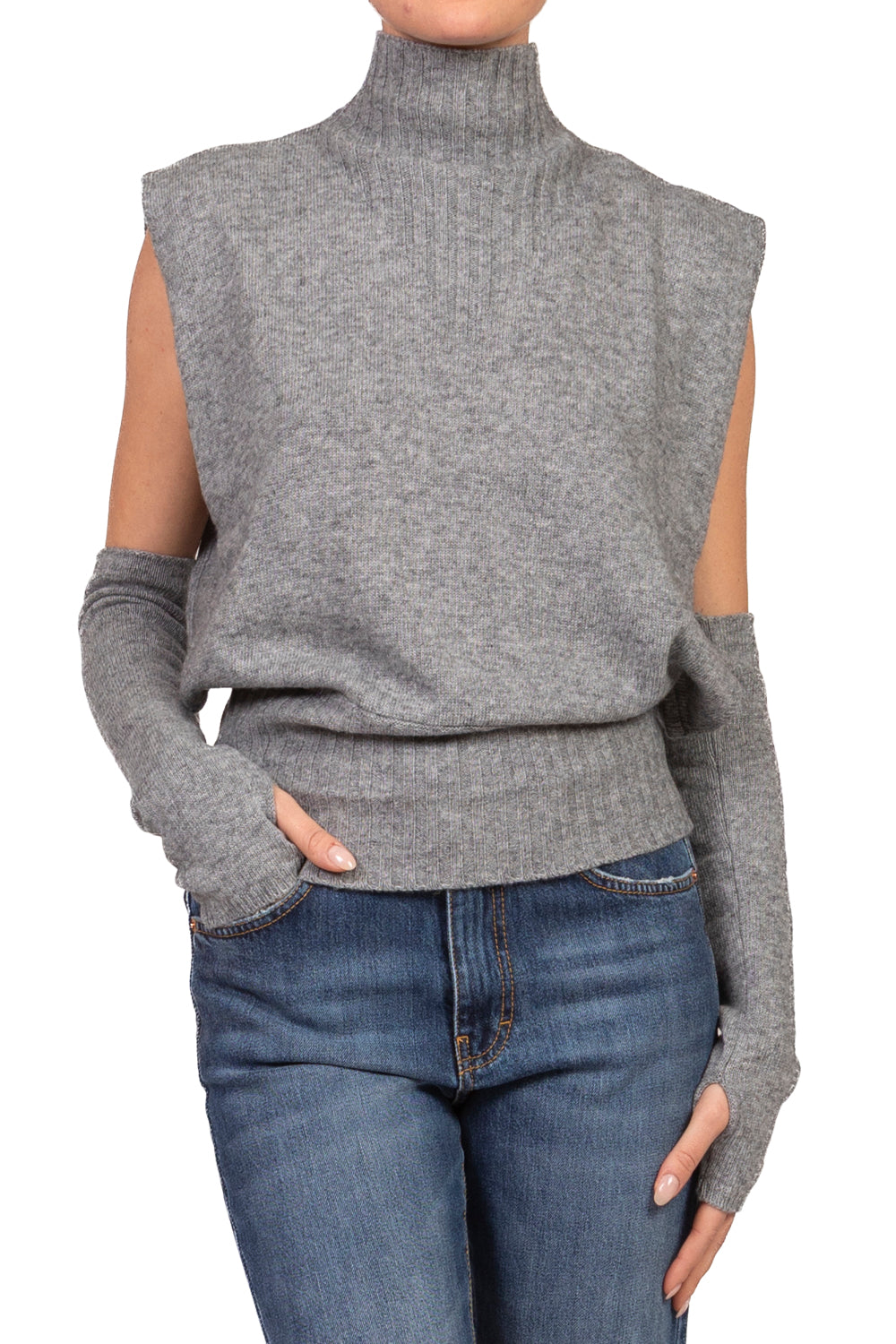 Tensione In - Gilet in maglia collo alto con manicotti Art. WF8595