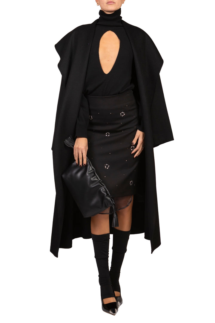 Tensione In - Gonna midi con tulle e applicazioni Art. 27G6715