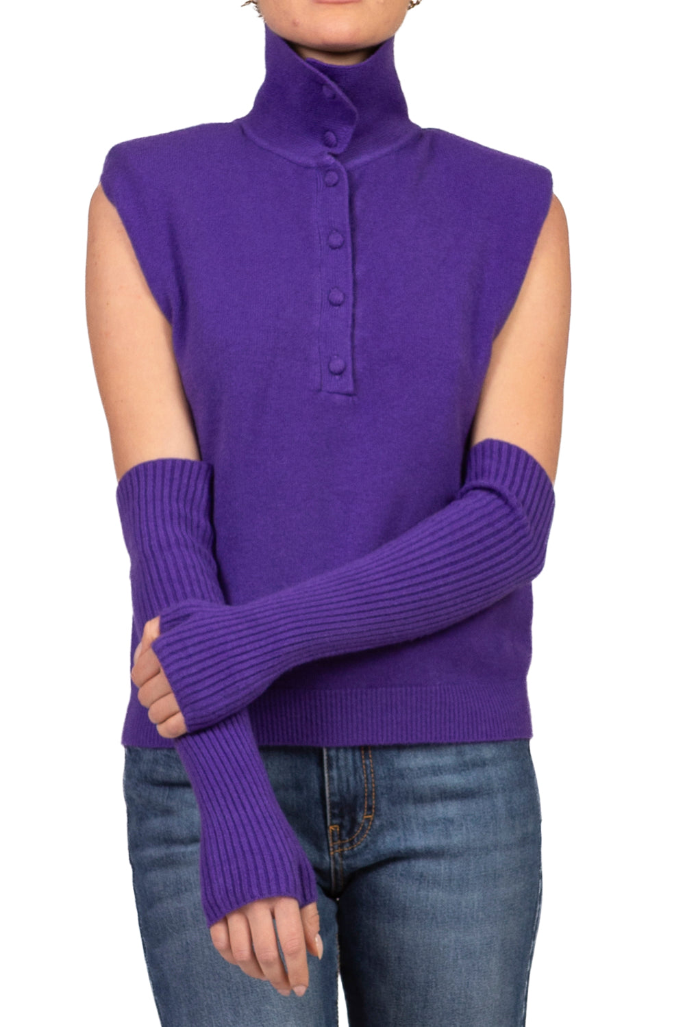 Dixie - Gilet in maglia con colletto e manicotti Art. M103B235