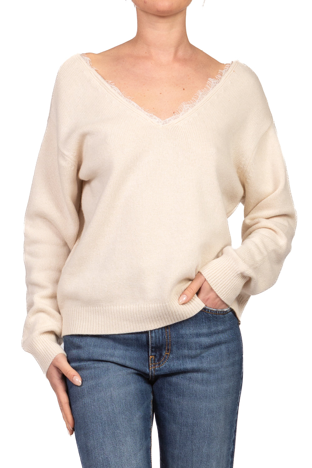 Tensione In - Maglia scollo V con pizzo Art. D82664