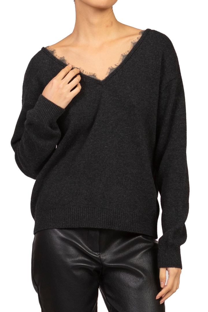 Tensione In - Maglia scollo V con pizzo Art. D82664