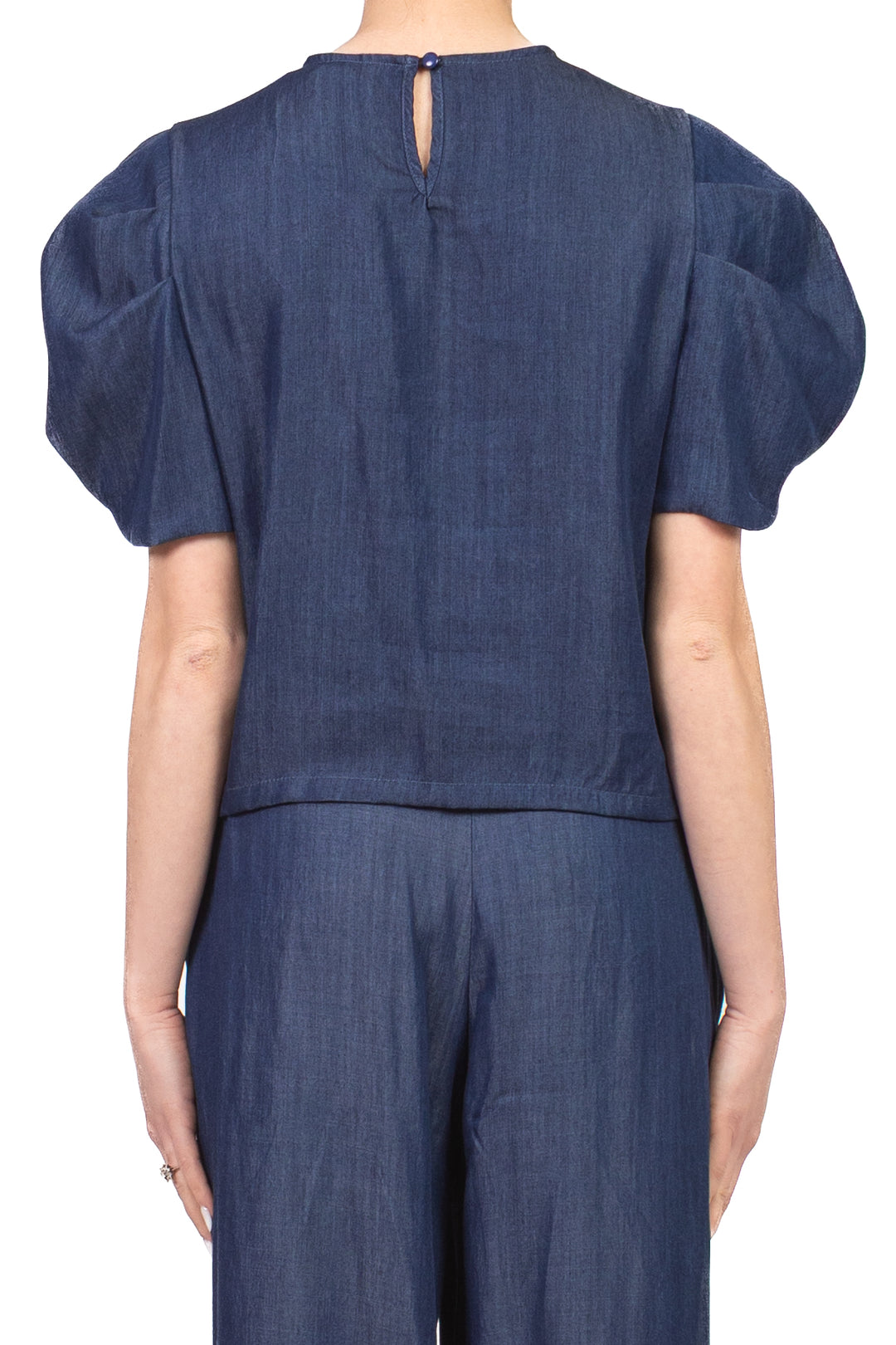 Tensione In - Blusa in denim manica sbuffo Art. S26TE20