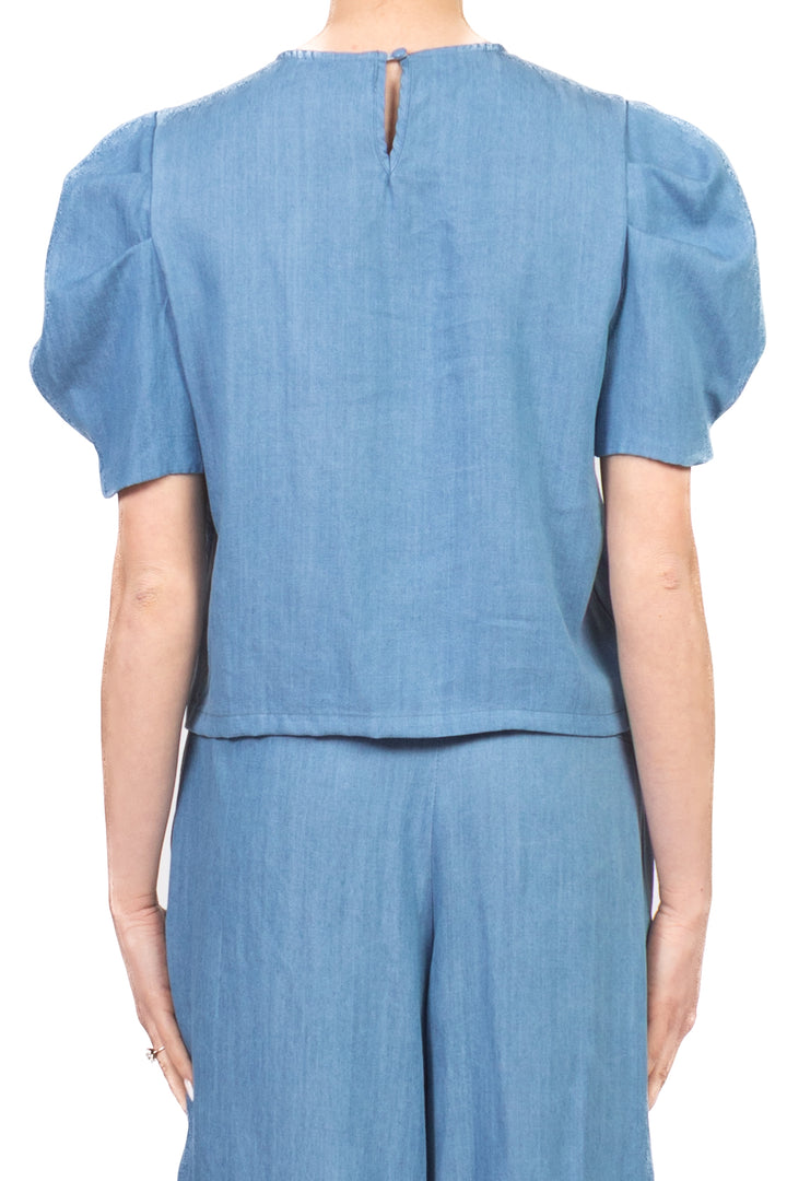Tensione In - Blusa in denim manica sbuffo Art. S26TE20