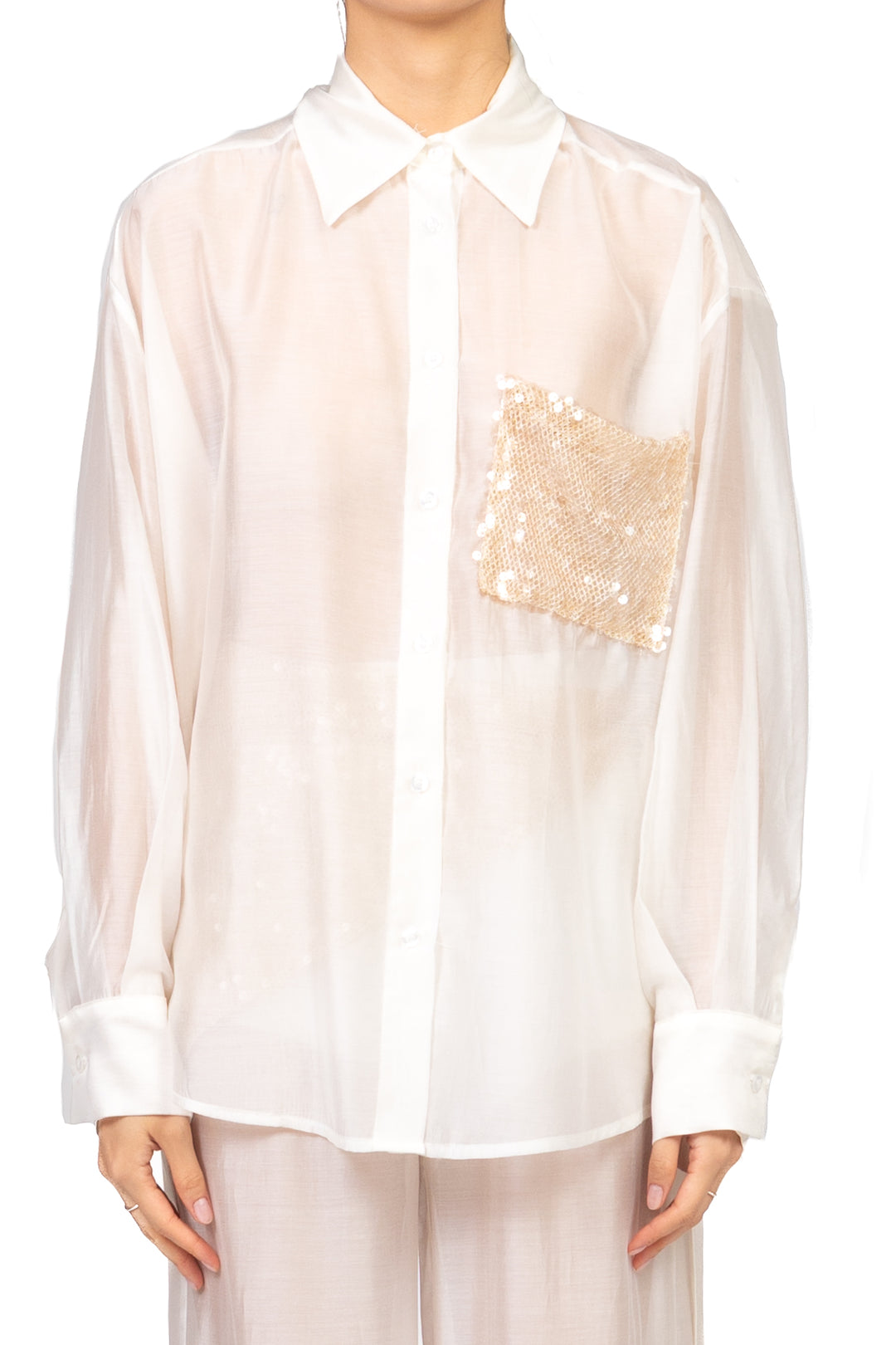 Tensione In - Camicia over con taschino paillettes Art. PE260201