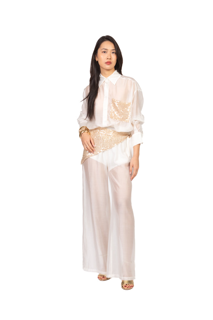 Tensione In - Camicia over con taschino paillettes Art. PE260201