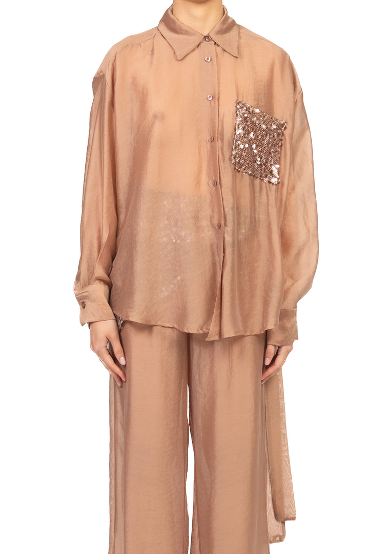Tensione In - Camicia over con taschino paillettes Art. PE260201