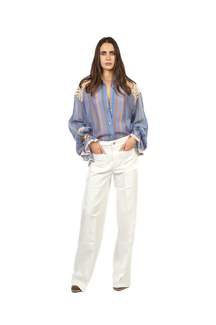 Have One - Camicia rigata con inserti macramè Art. CVS-Q355