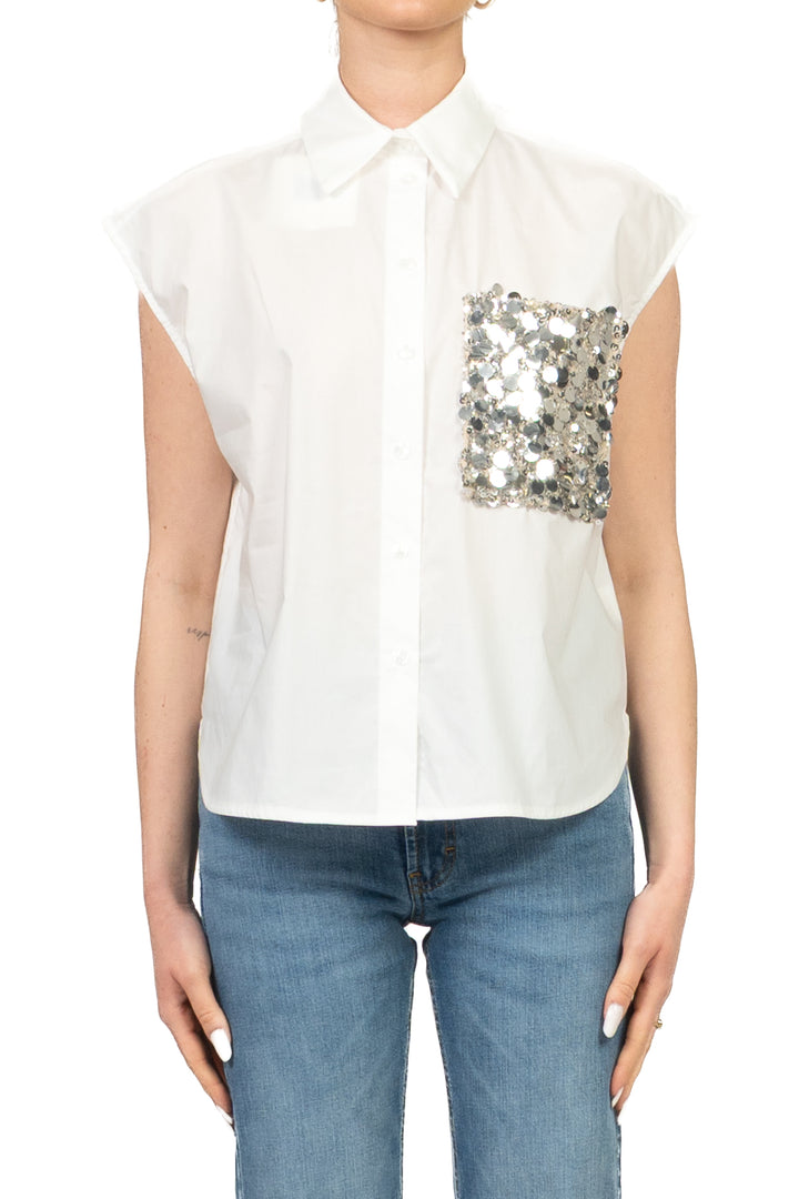Tensione In - Camicia smanicata taschino paillettes Art. S26CE22