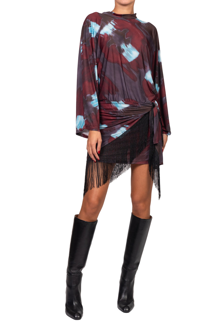 Tensione In - Abito mini fantasia con frange Art. FW260147