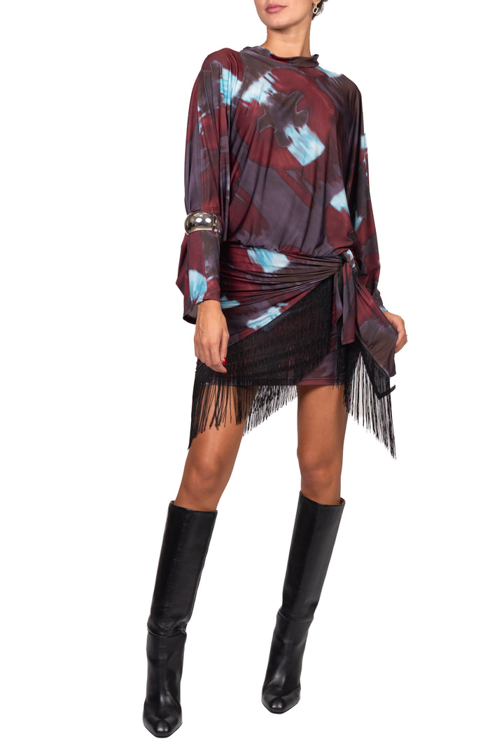 Tensione In - Abito mini fantasia con frange Art. FW260147