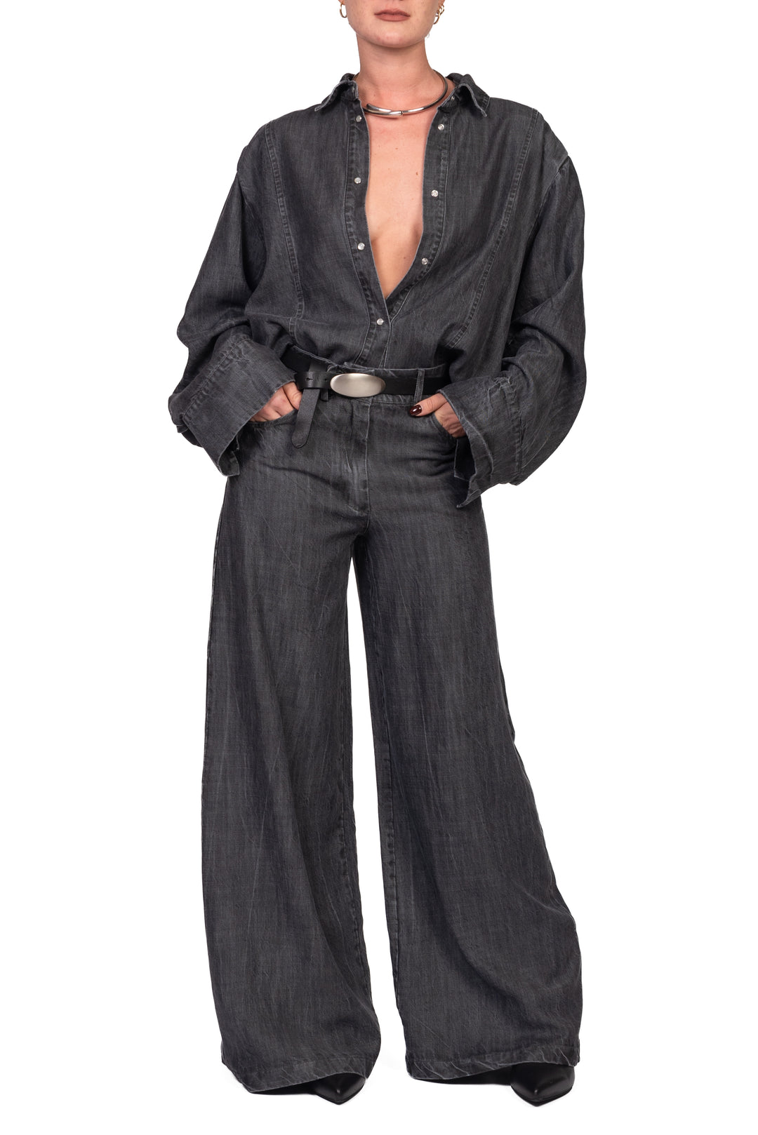 Tensione In - Camicia denim con spalline Art. FW260122