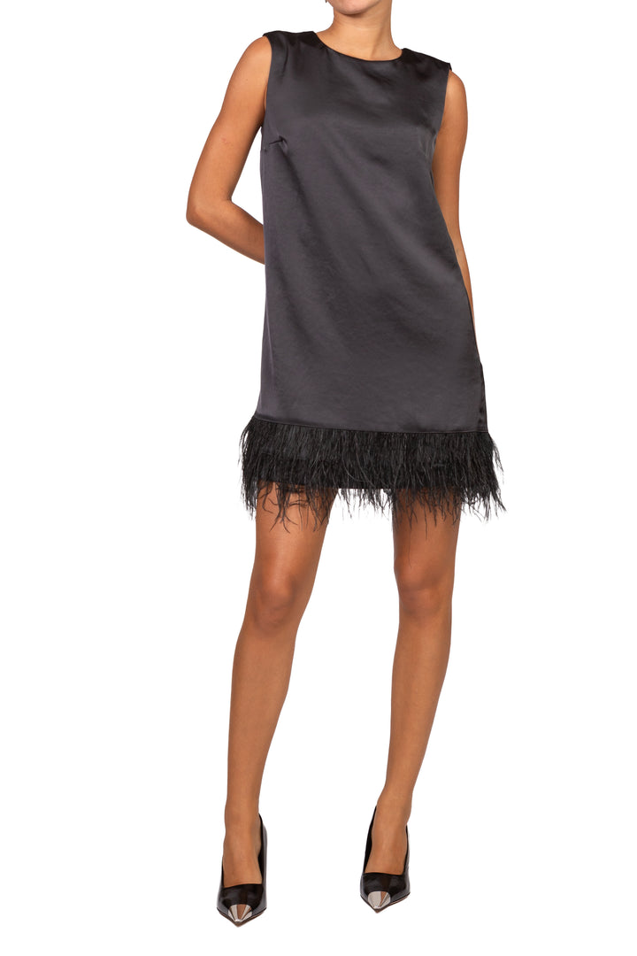 Dixie - Abito mini satin con piume Art. AMO32FF01