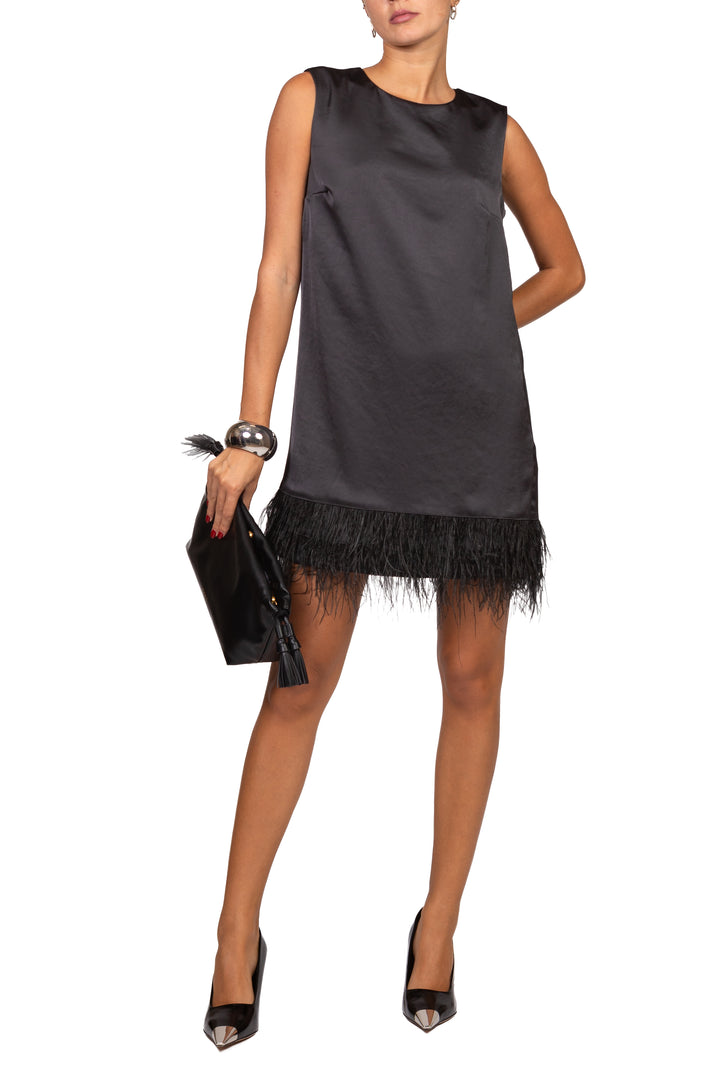 Dixie - Abito mini satin con piume Art. AMO32FF01
