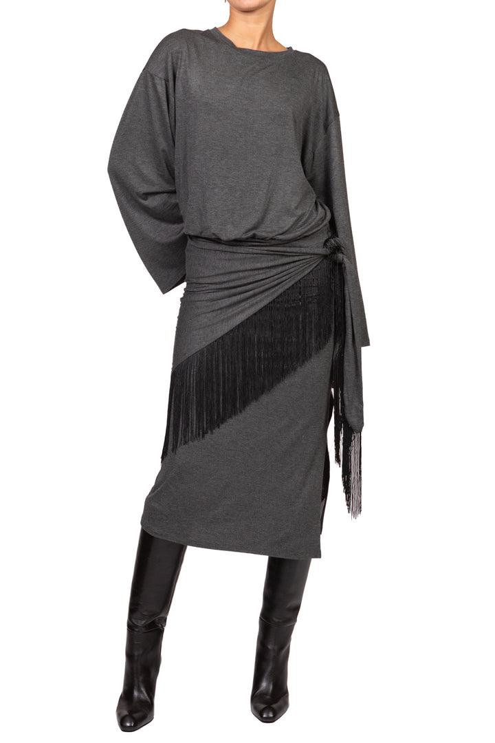 Tensione In - Abito lungo con pareo frange Art. FW260144