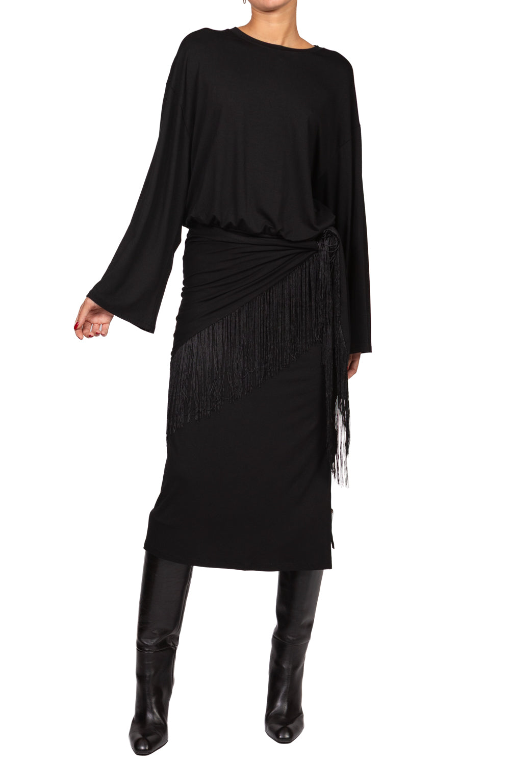 Tensione In - Abito lungo con pareo frange Art. FW260144