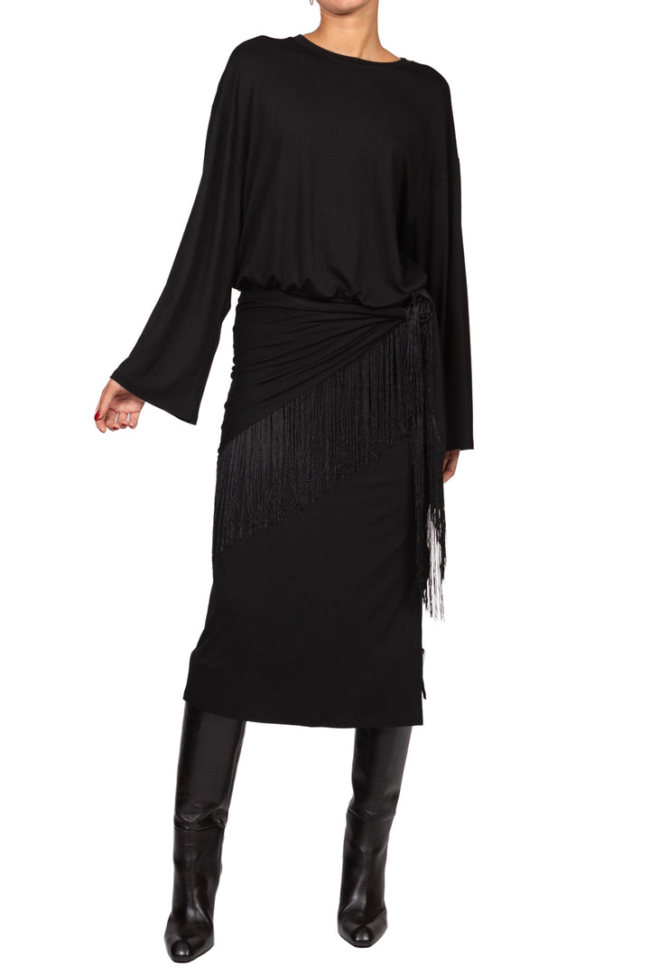 Tensione In - Abito lungo con pareo frange Art. FW260144