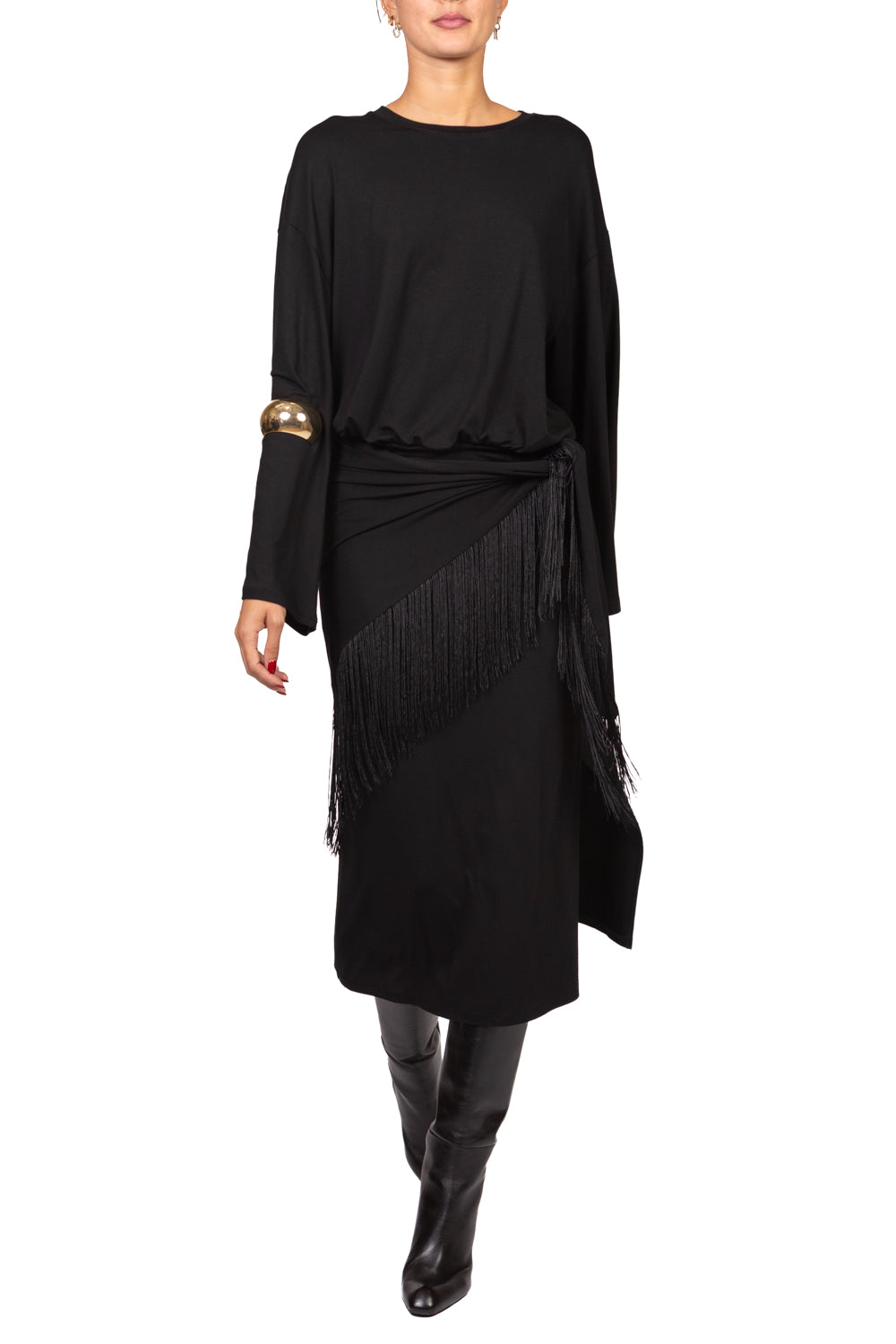 Tensione In - Abito lungo con pareo frange Art. FW260144