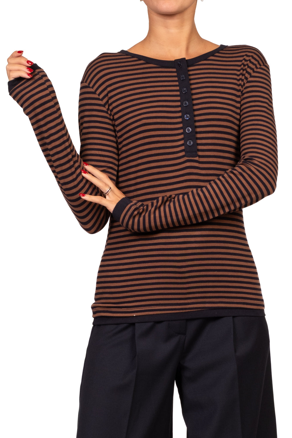 Tensione In - Maglia serafino rigata Art. 30785-688