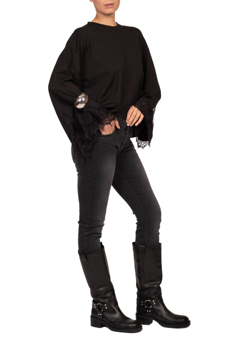Vicolo - T-Shirt manica campana intarsi pizzo Art. RAC0359