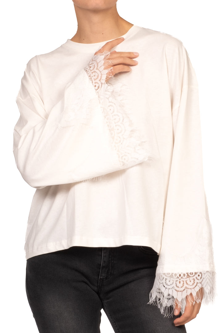 Vicolo - T-Shirt manica campana intarsi pizzo Art. RAC0359
