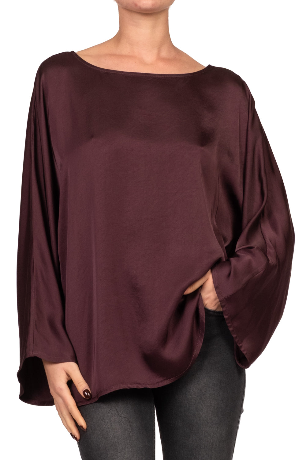 Tensione In - Blusa in satin scollo barca Art. E655B22R-AI26
