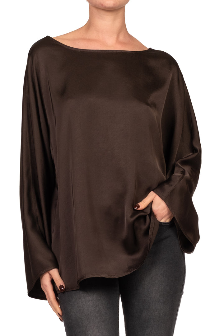 Tensione In - Blusa in satin scollo barca Art. E655B22R-AI26