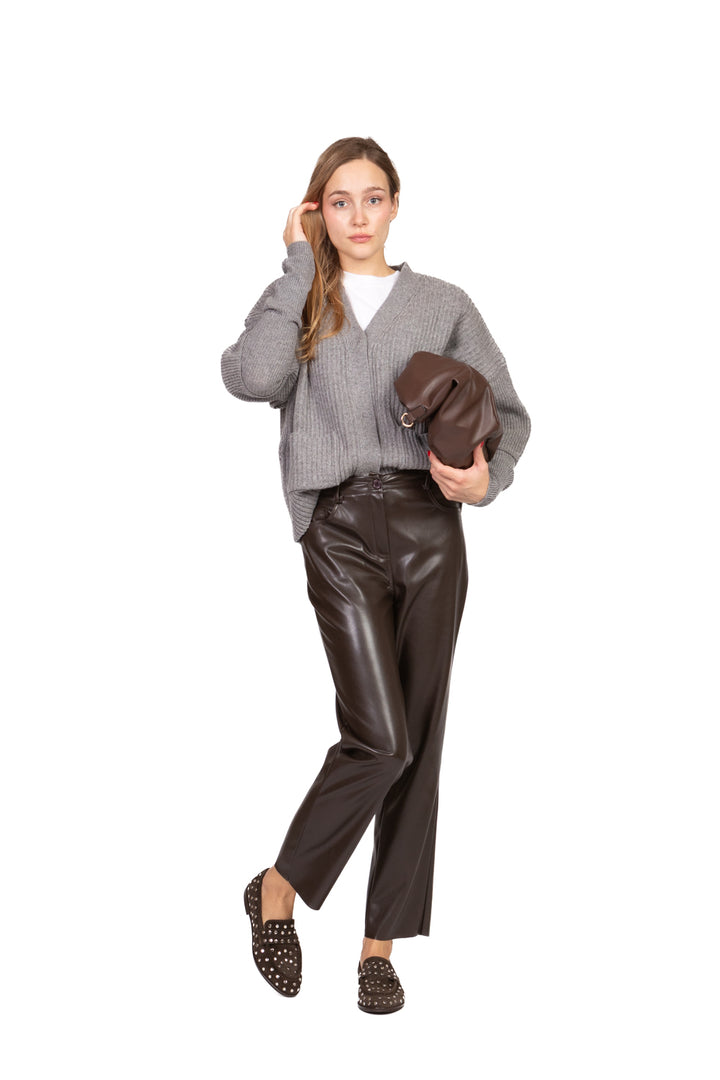 Vicolo - Cardigan a coste con manicotti Art. 55033F