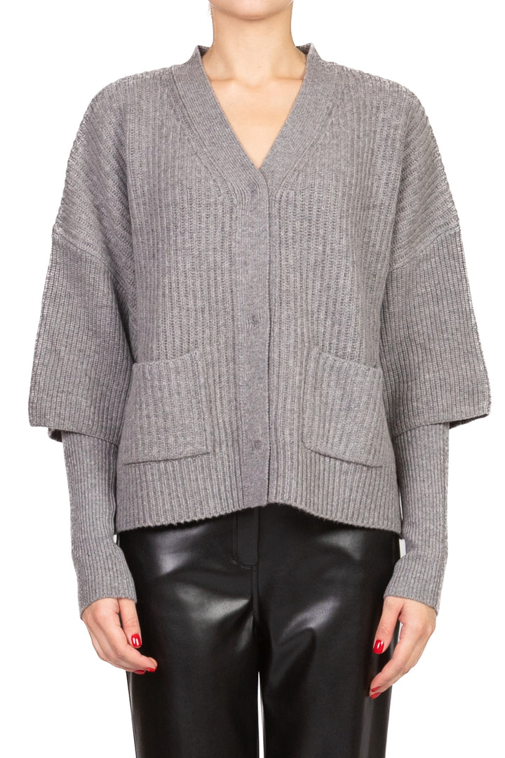 Vicolo - Cardigan a coste con manicotti Art. 55033F