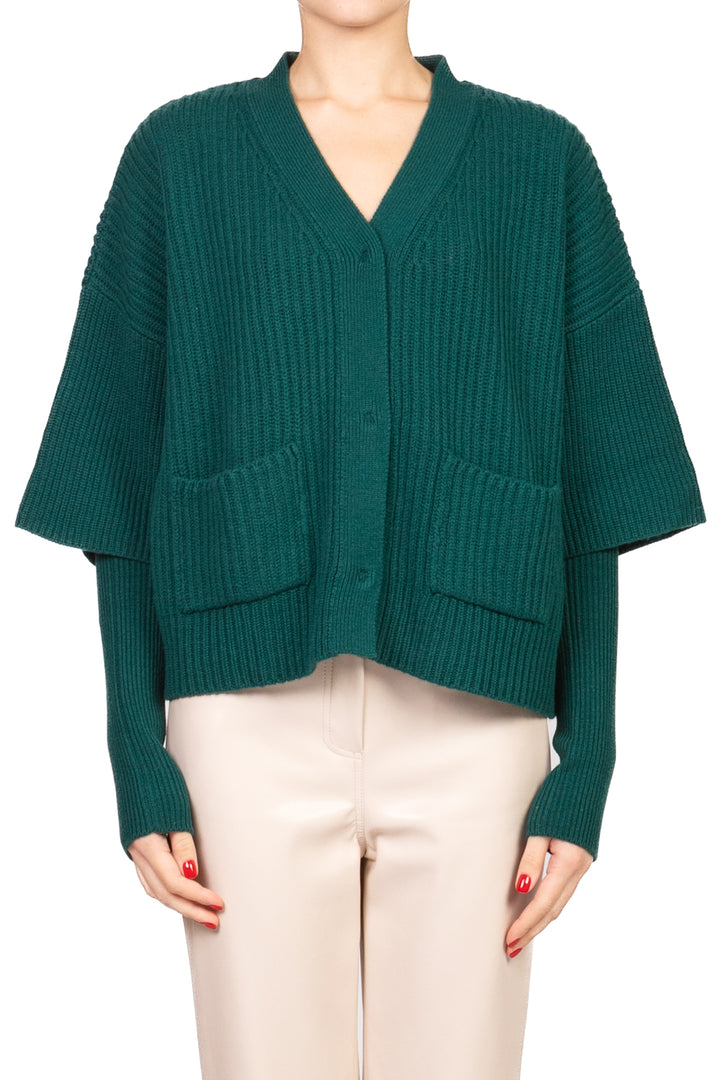 Vicolo - Cardigan a coste con manicotti Art. 55033F