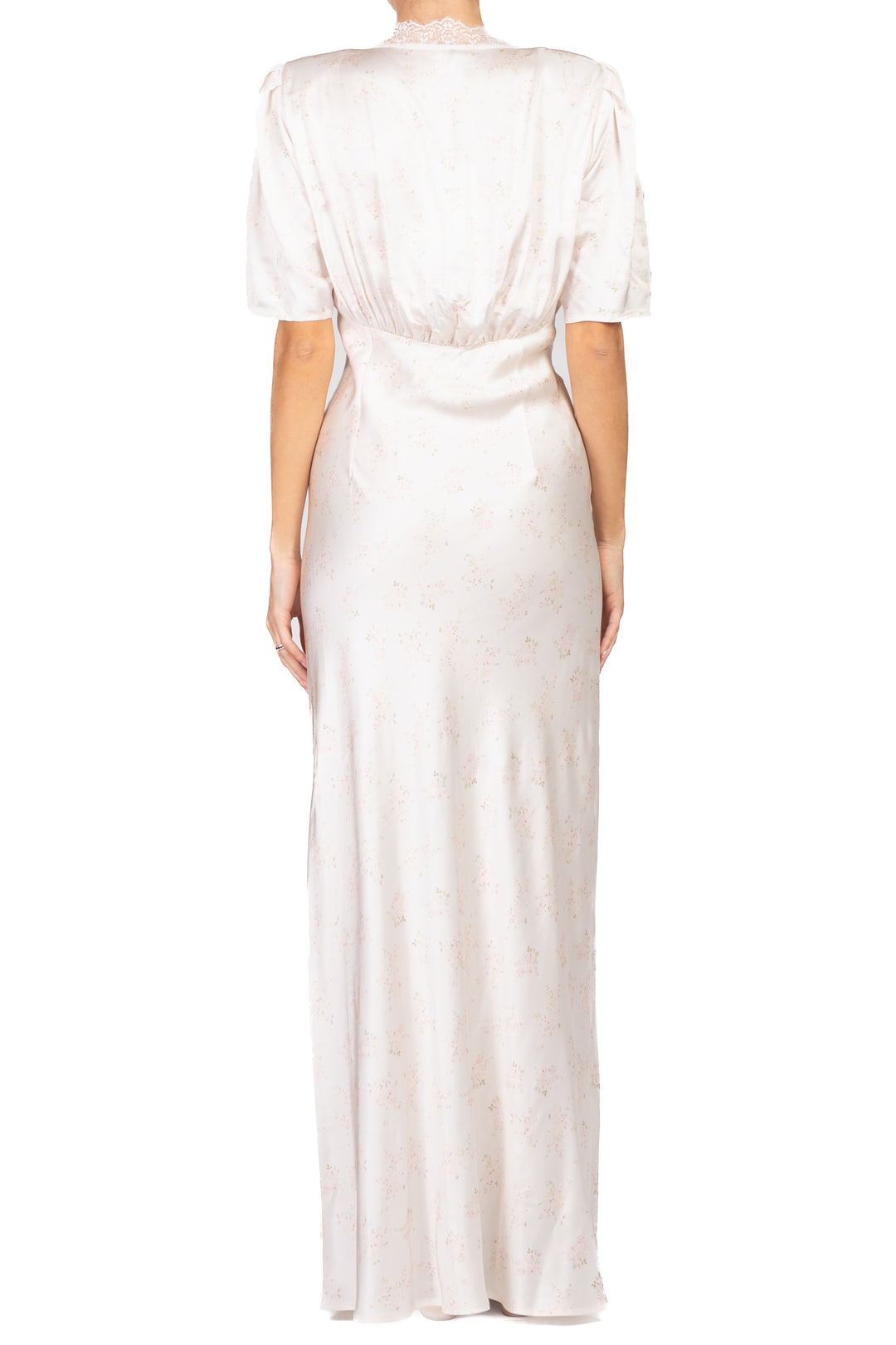 Imperial - Abito satin floreale inserti pizzo Art. AGCILPL