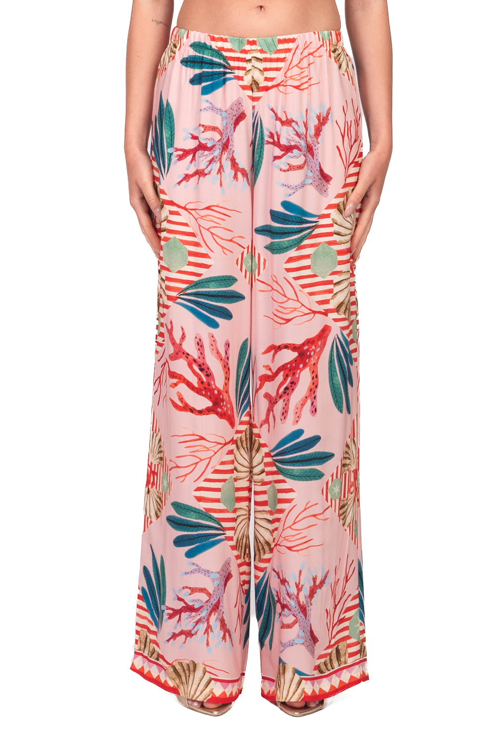 Tensione In - Pantalone palazzo fantasia corallo Art. PE260465
