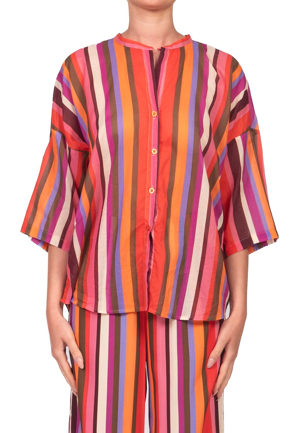 Tensione In - Camicia rigata in mussola Art. PE260458