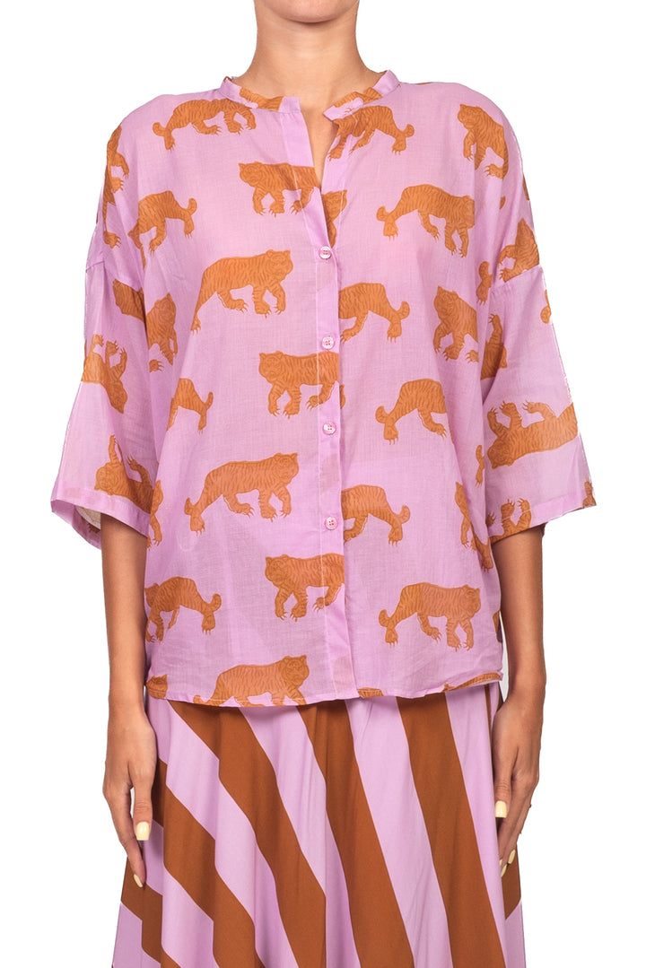 Tensione In - Camicia mussola stampa tigre Art. PE260438
