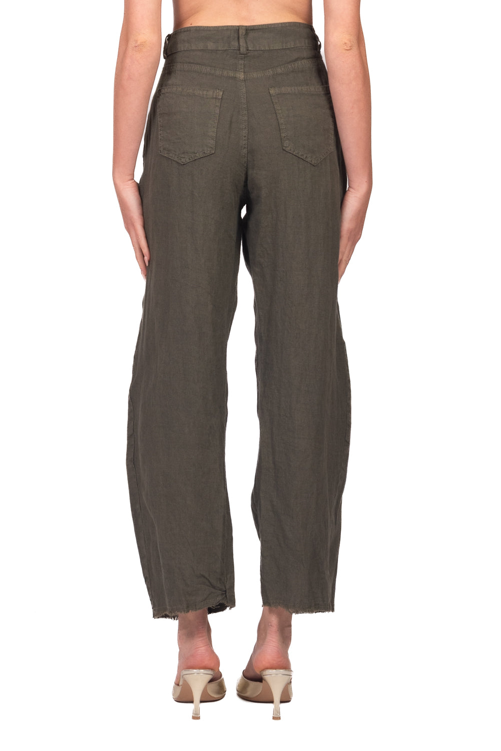Tensione In - Pantalone barrel lino sfrangiato Art. S26PJ93