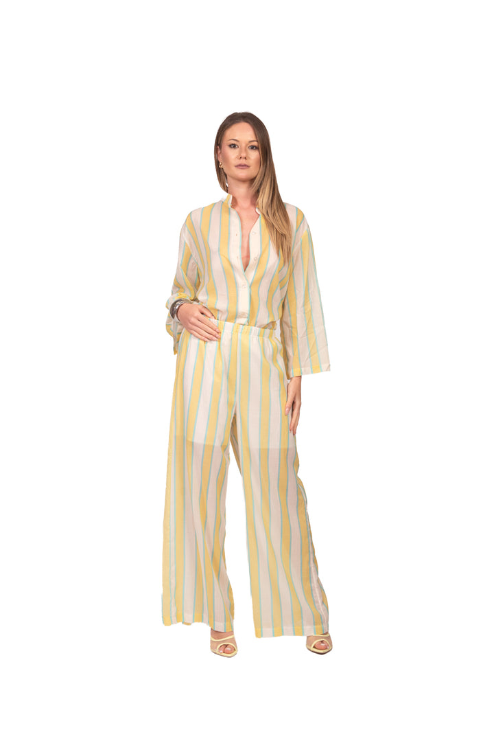 Tensione In - Pantalone in mussola rigato Art. PE260468