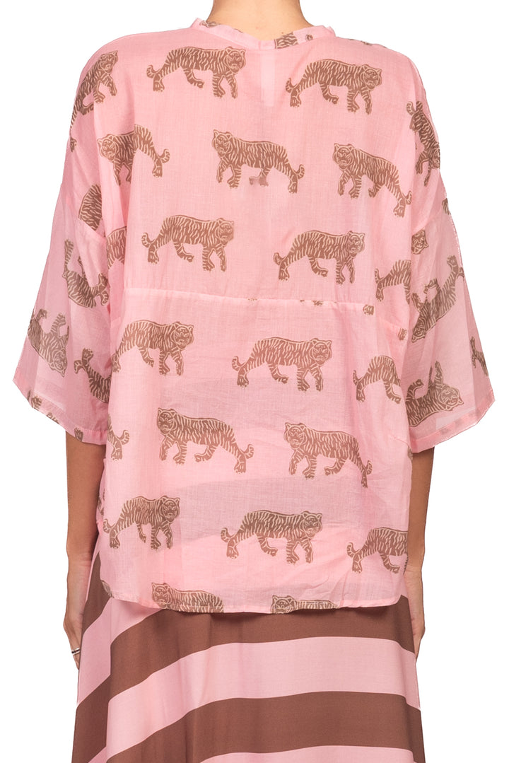 Tensione In - Camicia mussola stampa tigre Art. PE260438