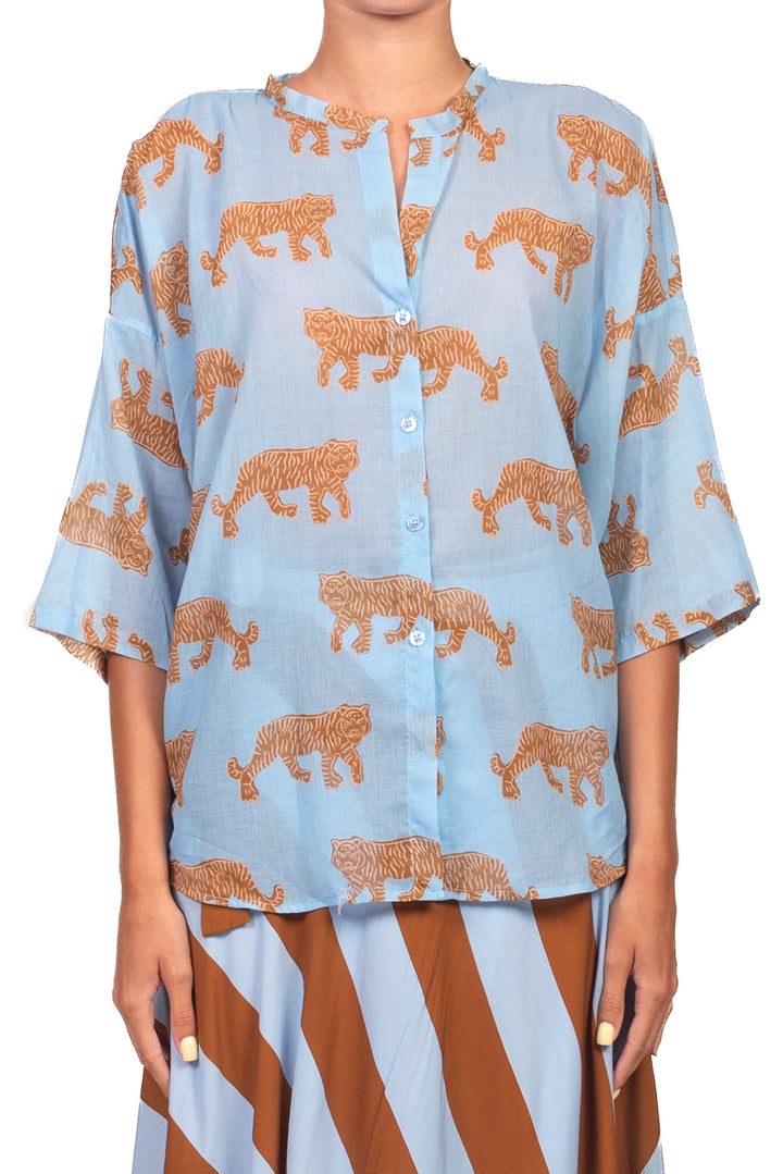 Tensione In - Camicia mussola stampa tigre Art. PE260438
