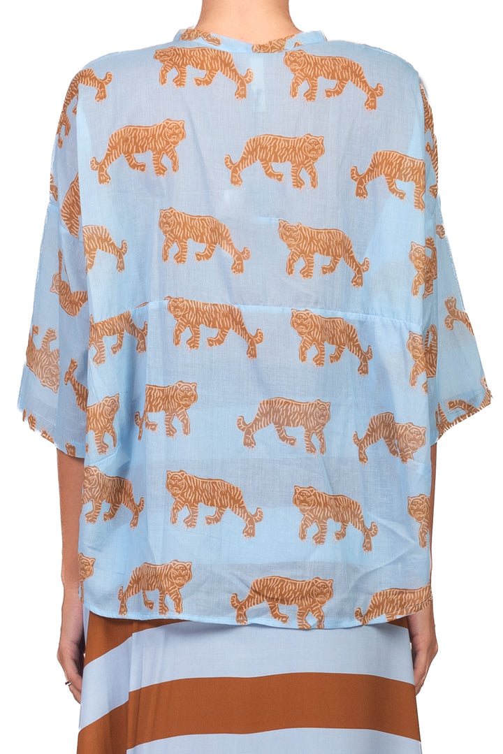 Tensione In - Camicia mussola stampa tigre Art. PE260438