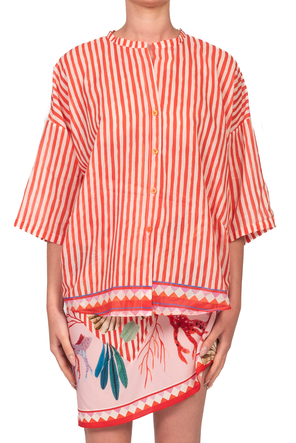 Tensione In - Camicia rigata in mussola Art. PE260466