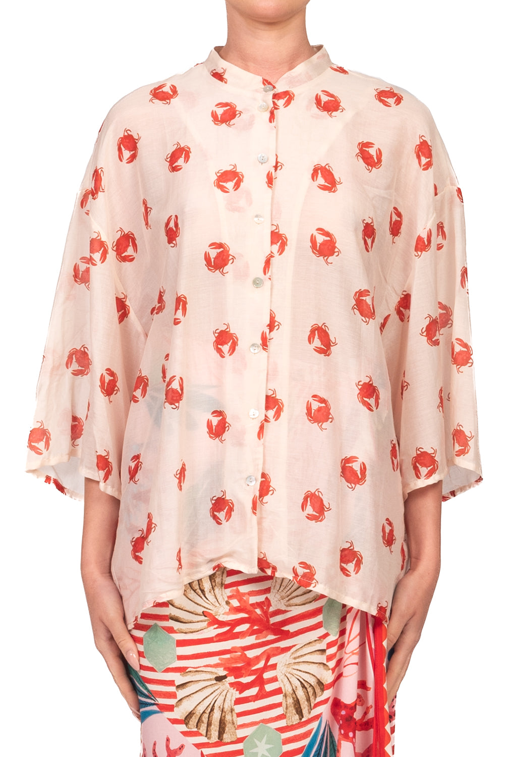 Tensione In - Camicia misto seta fantasia granchi Art. 39853