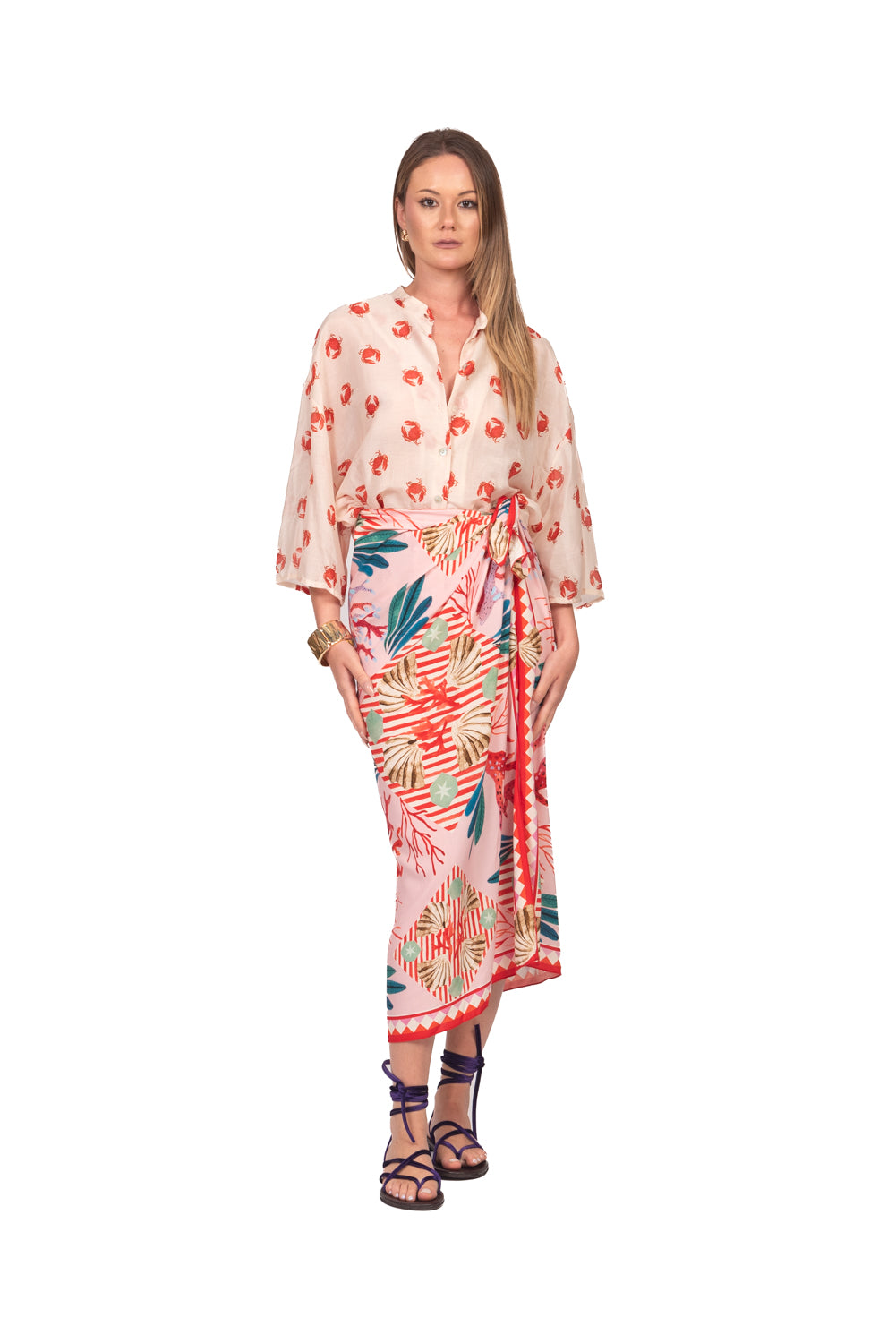 Tensione In - Camicia misto seta fantasia granchi Art. 39853