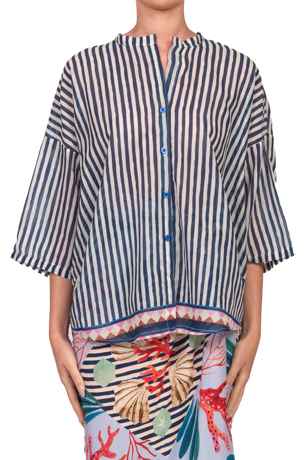 Tensione In - Camicia rigata in mussola Art. PE260466