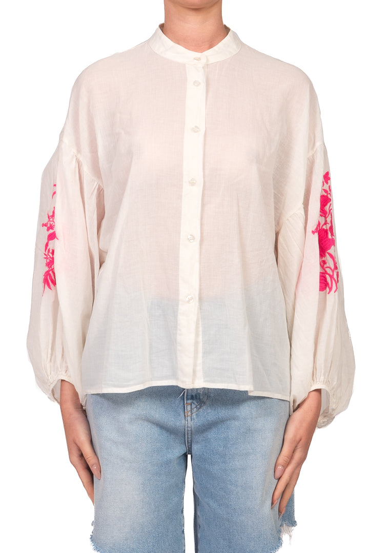 Tensione In - Camicia mussola manica ricamata Art. PE260401