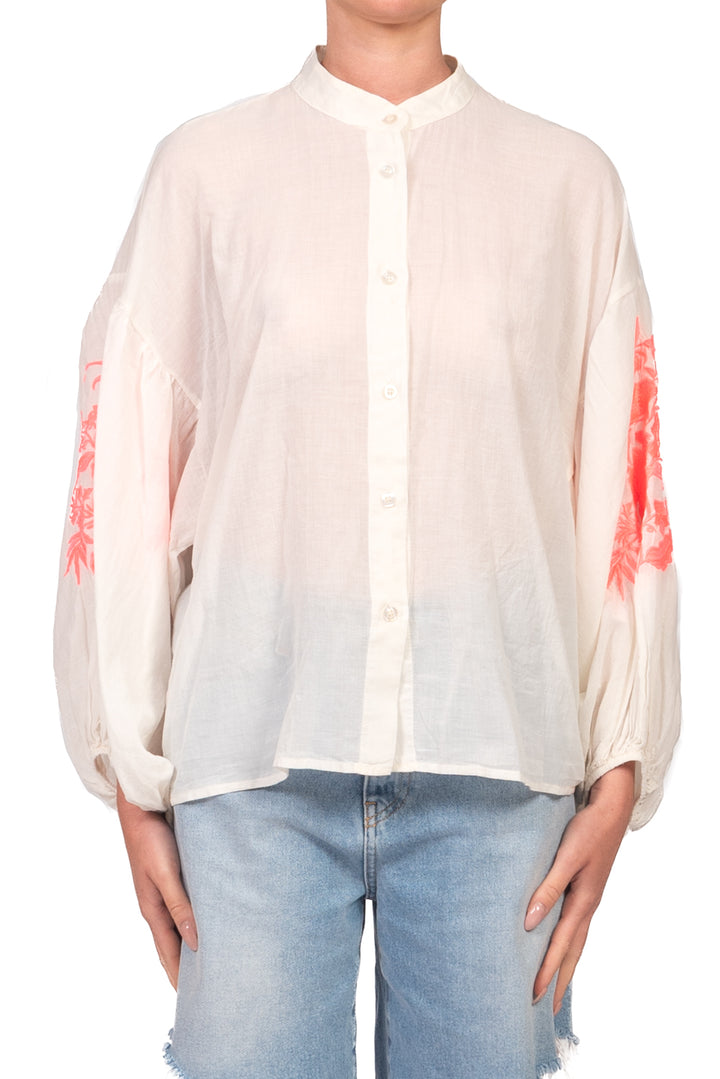 Tensione In - Camicia mussola manica ricamata Art. PE260401