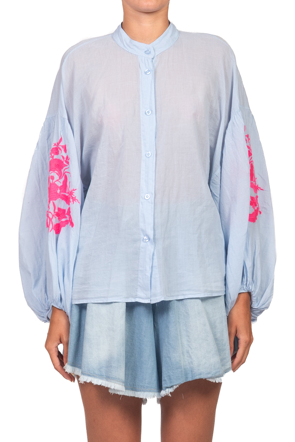 Tensione In - Camicia mussola manica ricamata Art. PE260401