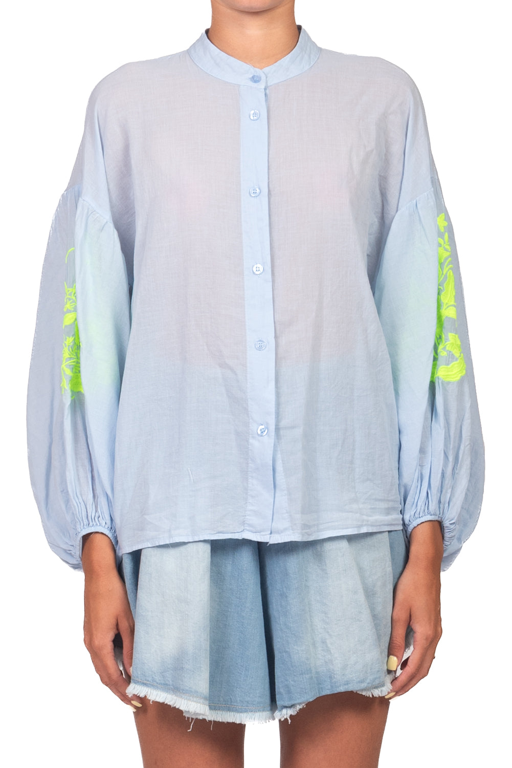 Tensione In - Camicia mussola manica ricamata Art. PE260401