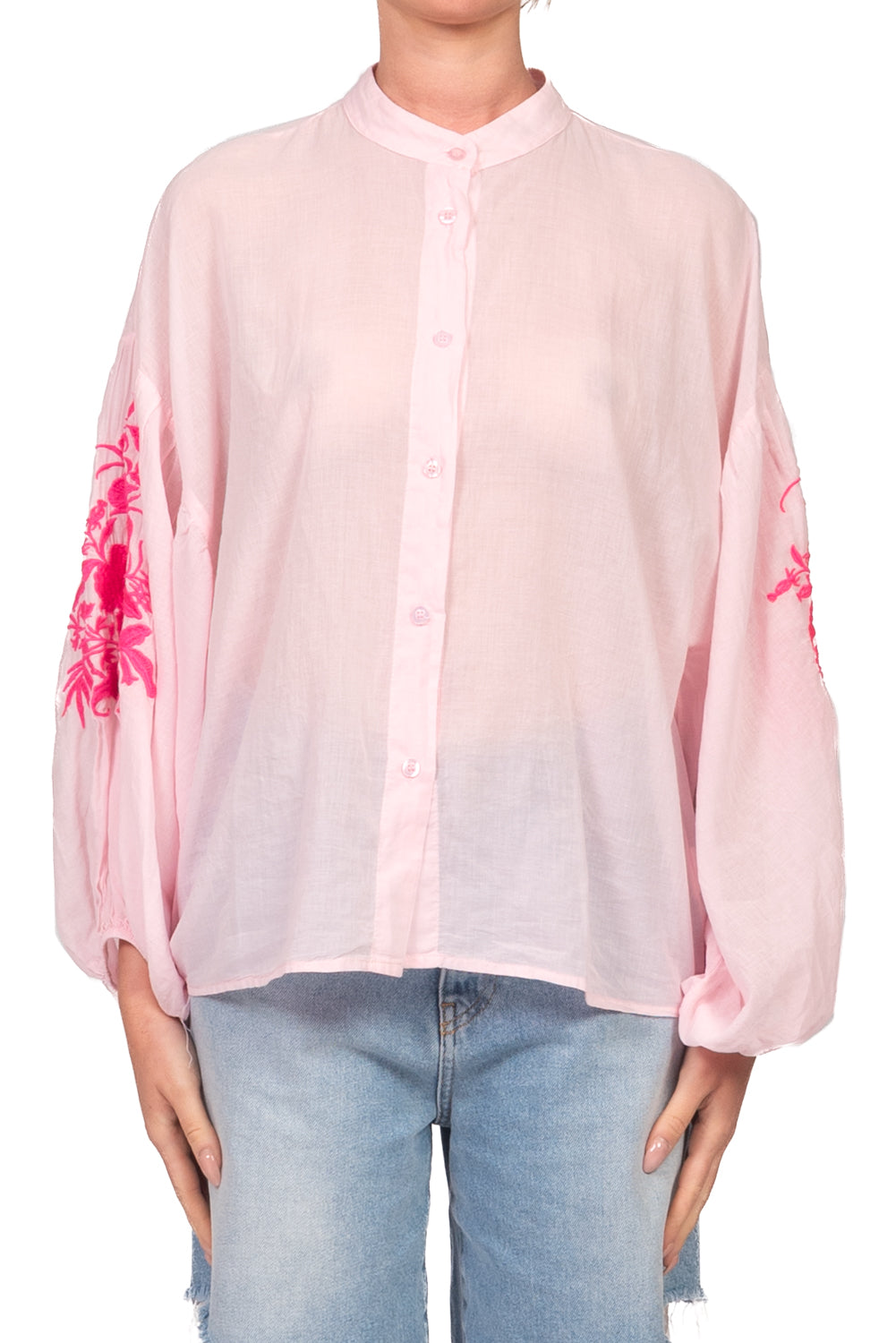 Tensione In - Camicia mussola manica ricamata Art. PE260401